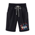 thumbnail image 2 of Puntoco Pantalones cortos deportivos para mujer, con estampado de cintura elástica, para uso informal, con bolsillos informales, pantalones cortos de media pierna, 2 of 3