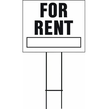 Hy-Ko LFR-4 For Rent Sign, 19" x 24", White & Black