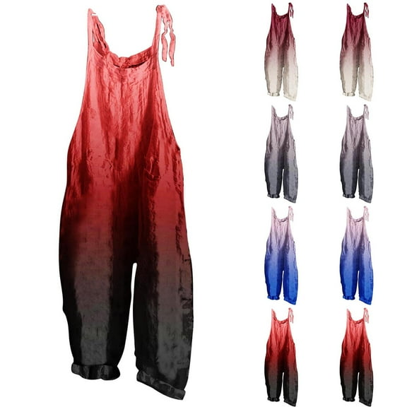 Hrsba Women's Pants,Gradient Sleeveless Overalls Jumpsuit Casual Summer Daily Wear Comfortable Bottoms,XXL