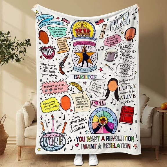 Hamilton Theme Soft Flannel Blanket, All-Season Comfort, Perfect for Boys Girls Family Halloween Christmas Birthday Gift