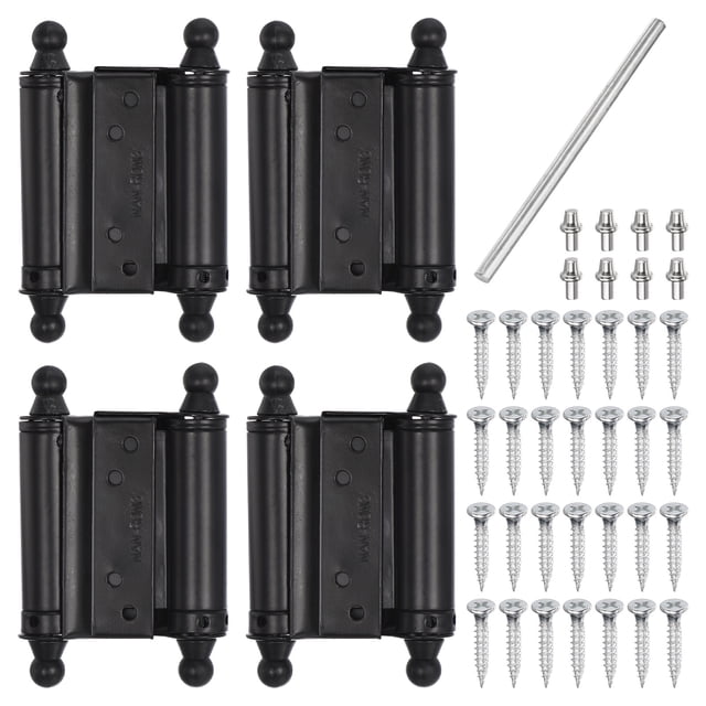 Bisagras de resorte, paquete de 4, 3" - Bisagra de puerta de doble acción autoclave, hardware de amortiguación ajustable con tornillos