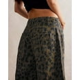 thumbnail image 2 of sicmoss Women's Leopard Y2K Vintage Mid Rise Stretchy Barrel Jeans Loose Wide Leg Cropped with Pockets, 2 of 4