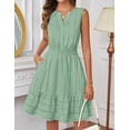 thumbnail image 4 of MEROKEETY Women's 2026 Summer Sleeveless V Neck Mini Dress Flowy Beach Vacation Dress With Pockets, Seagrass, L, 4 of 4