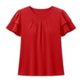 thumbnail image 4 of Favoffer Women's Round Neck Short Sleeve Solid Color Casual Top, 4 of 8