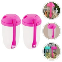 DEEPCRAFF Portable Salad Shaker Cups with Lid for Storage Safe Sturdy Plastic Pink 1000ml