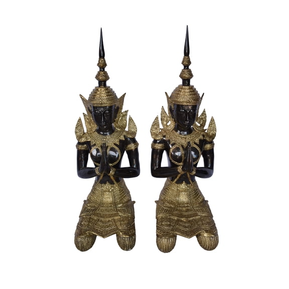 Thepphanom Made of Bronze with gold finish statue Size: 9" x 10" x 29"H