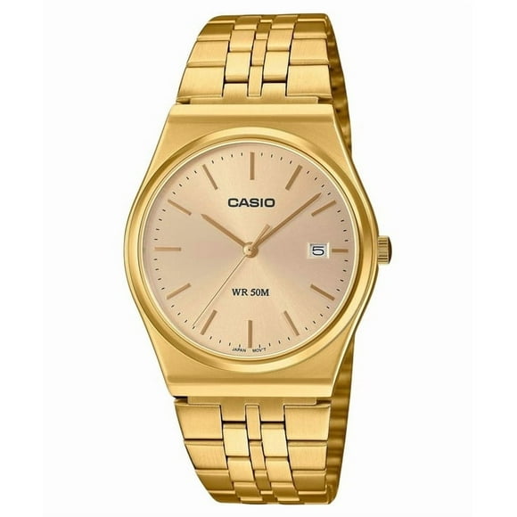 Casio Reloj MTP-B145G-9AV Unisex, Analógico Estándar, de Acero Inoxidable Dorado, con Esfera Dorada y Cuarzo.