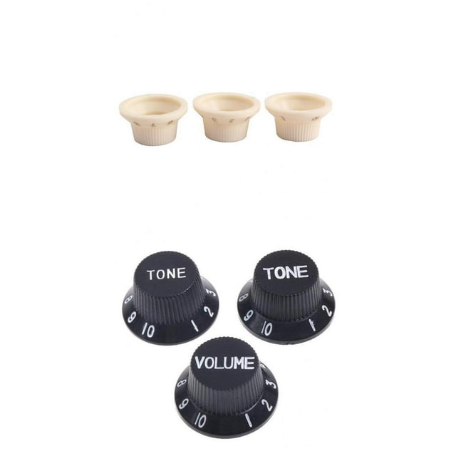 lionlar 6pcs White Balck Speed Volume Tone Control Knobs For Electric Guitar