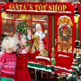 thumbnail image 3 of Banner de fondo para fotografía de fiesta navideña con tienda de juguetes de Papá Noel, fondo para tienda de Papá Noel, 22,8 x 13 m (clásico), 3 of 4