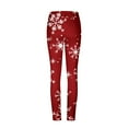 thumbnail image 3 of Women's High Waisted Slim Fit Yoga Pants Stretchy Workout Full Length Leggings Snow/Buffalo Print Capris Red,M, 3 of 5