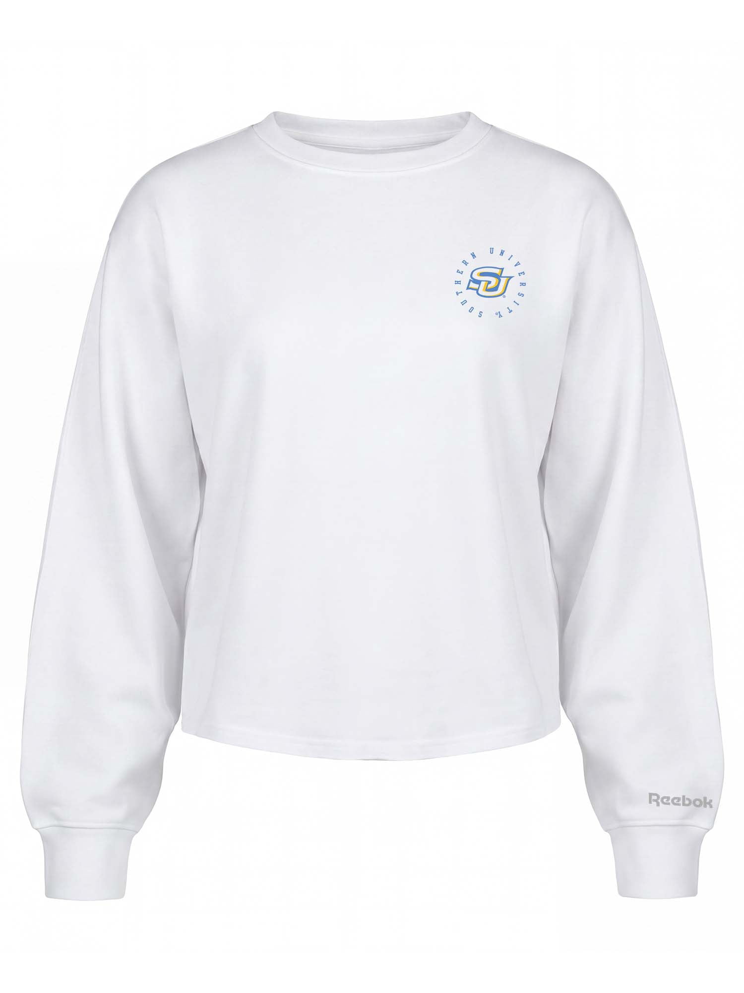 Southern University Jaguars Reebok Womens White Heavyweight Cotton Long Sleeve Pullover