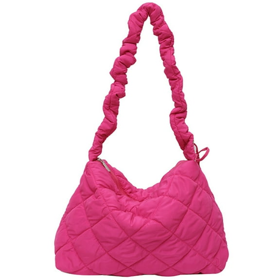 Puffer Tote Bag for Women Puffer Bag Lightweight Padding Shoulder Bag puffer hobo handbag 2023 cloud pleated quilted bag - Rose red