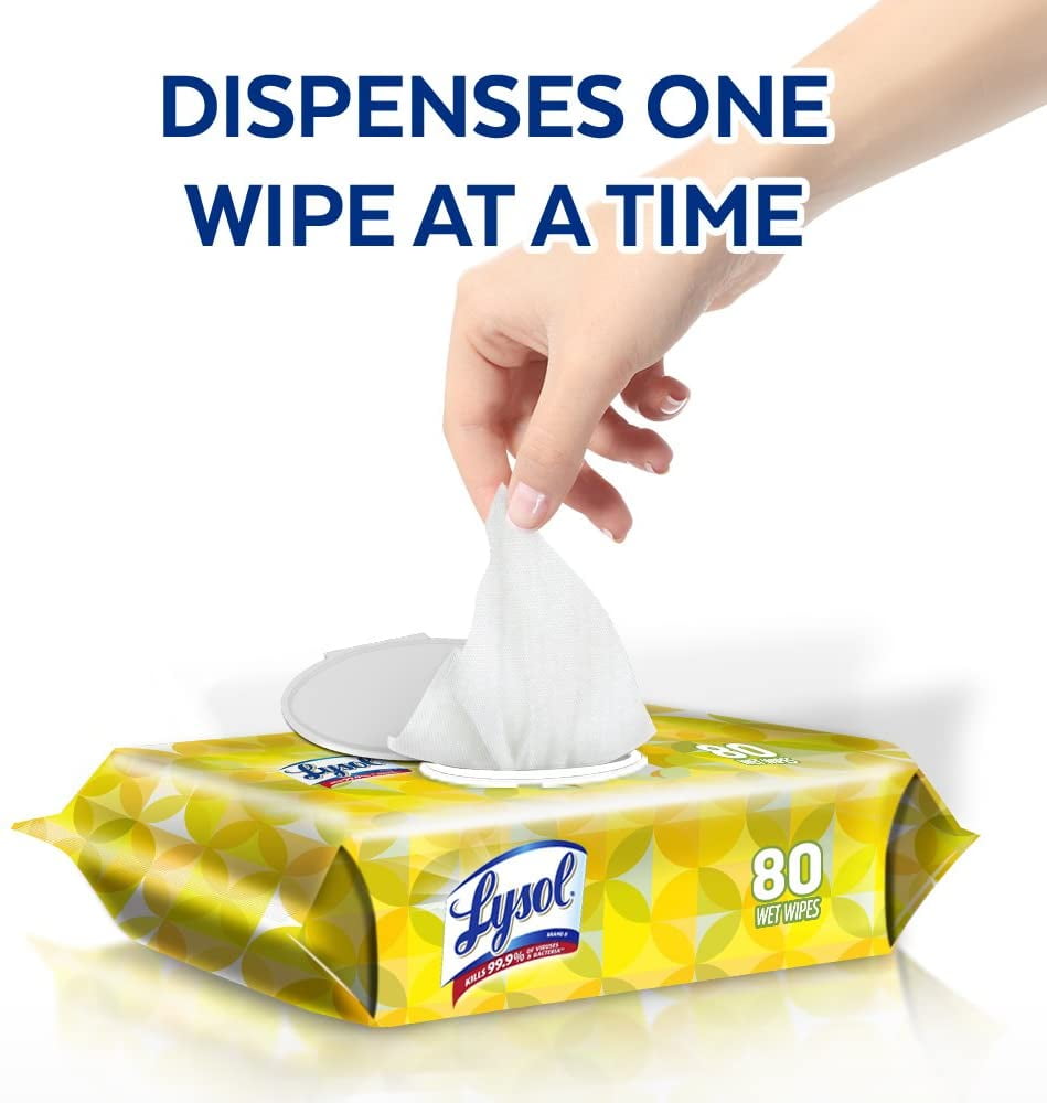 Lysol Disinfecting Wipes Lemon and Lime Blossom Flatpack, 80 Count, 4 Pack