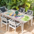 thumbnail image 2 of Easter Eggs Table Cloths for 4 Foot Rectangle Tables, Spring Rabbit Butterfly Floral Leaf Pink Plaid Patio Waterproof Elastic Fitted Tablecloths, Washable Rectangular Table Cover for Camping, 2 of 8