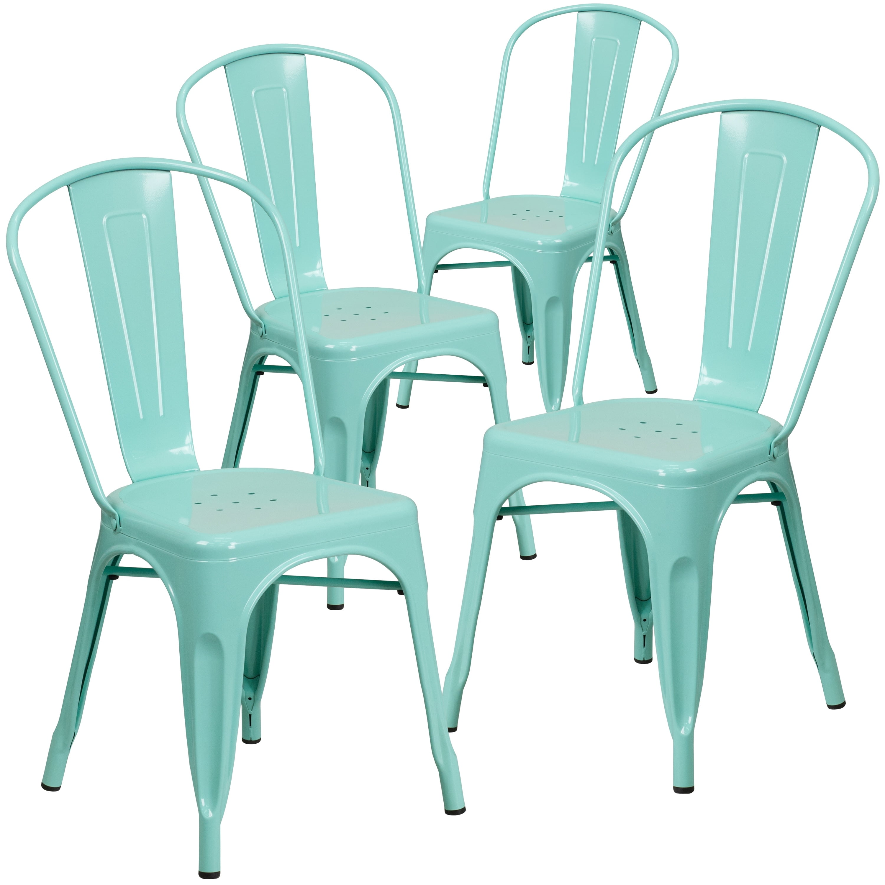Flash Furniture Metal Indoor/ Outdoor Stackable Bistro Chair (Set of 4) Mint Green