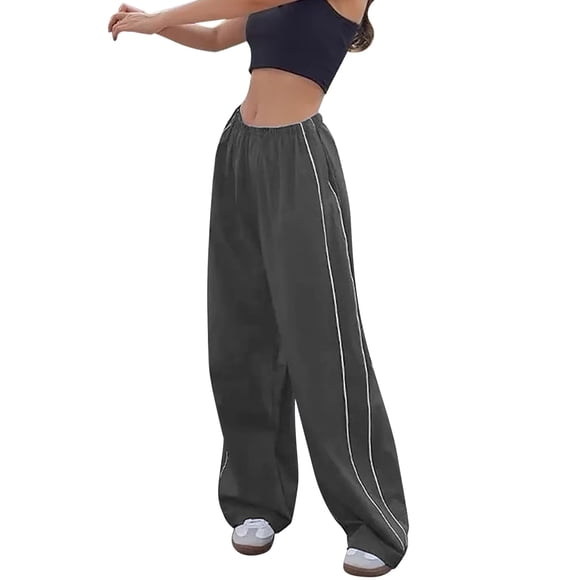 Women's Casual Pants for Women - Loose Cargo Pants with Pocket Low Rise Buckle Slim Straight Woven Everyday Wear
