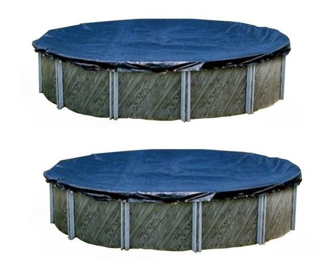 Swimline 24 Foot Round Above Ground Swimming Pool Winter Cover, Blue, 2