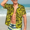 thumbnail image 7 of Pofeuu Yellow Butterflies Print Hawaiian Shirt for Men Sleeves Casual Button Down Summer Beach Dress Shirts T-Shirts,X-Large, 7 of 7