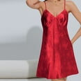 thumbnail image 6 of Feancey Womens Satin Lingerie Nightgown Silky Sleeveless Spaghetti Strap V Neck Sleepshirts Soft Cozy Camisole Mini Dresses Lounge Nightwear Red M, 6 of 10
