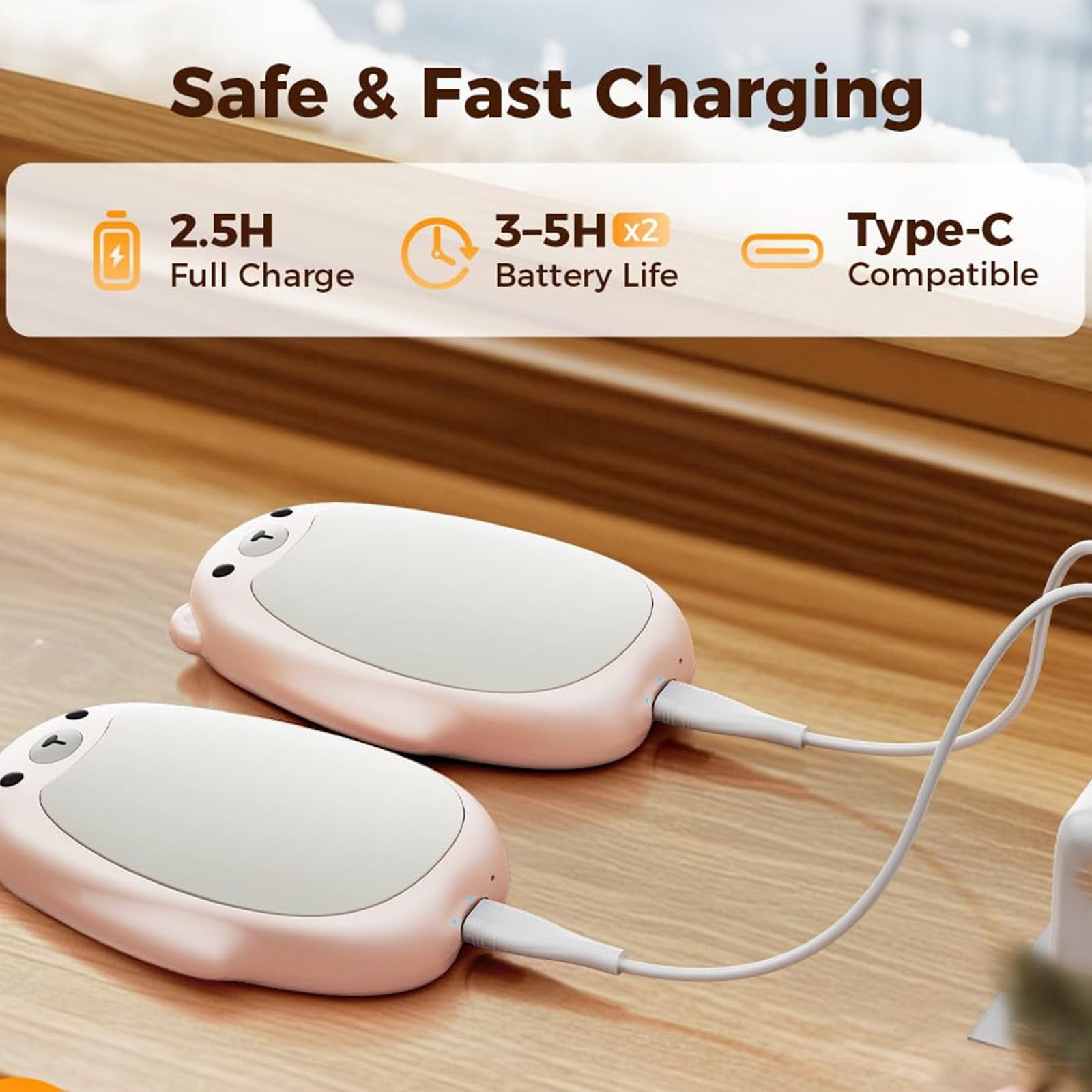 Cozy Brown Rechargeable Hand Warmers 2 Pack – Magnetic Portable USB Pocket Heater, Reusable Electric Warmer for Camping, Outdoor Travel, Skiing, Cold Weather Gifts for Women & Men