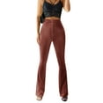 thumbnail image 4 of KOMOO Womens Elastic Waist Velvet Flare Pants Solid Bell Palazzo Bottom Long Pants Ladies Casual Wide Leg Yoga Trousers, 4 of 6