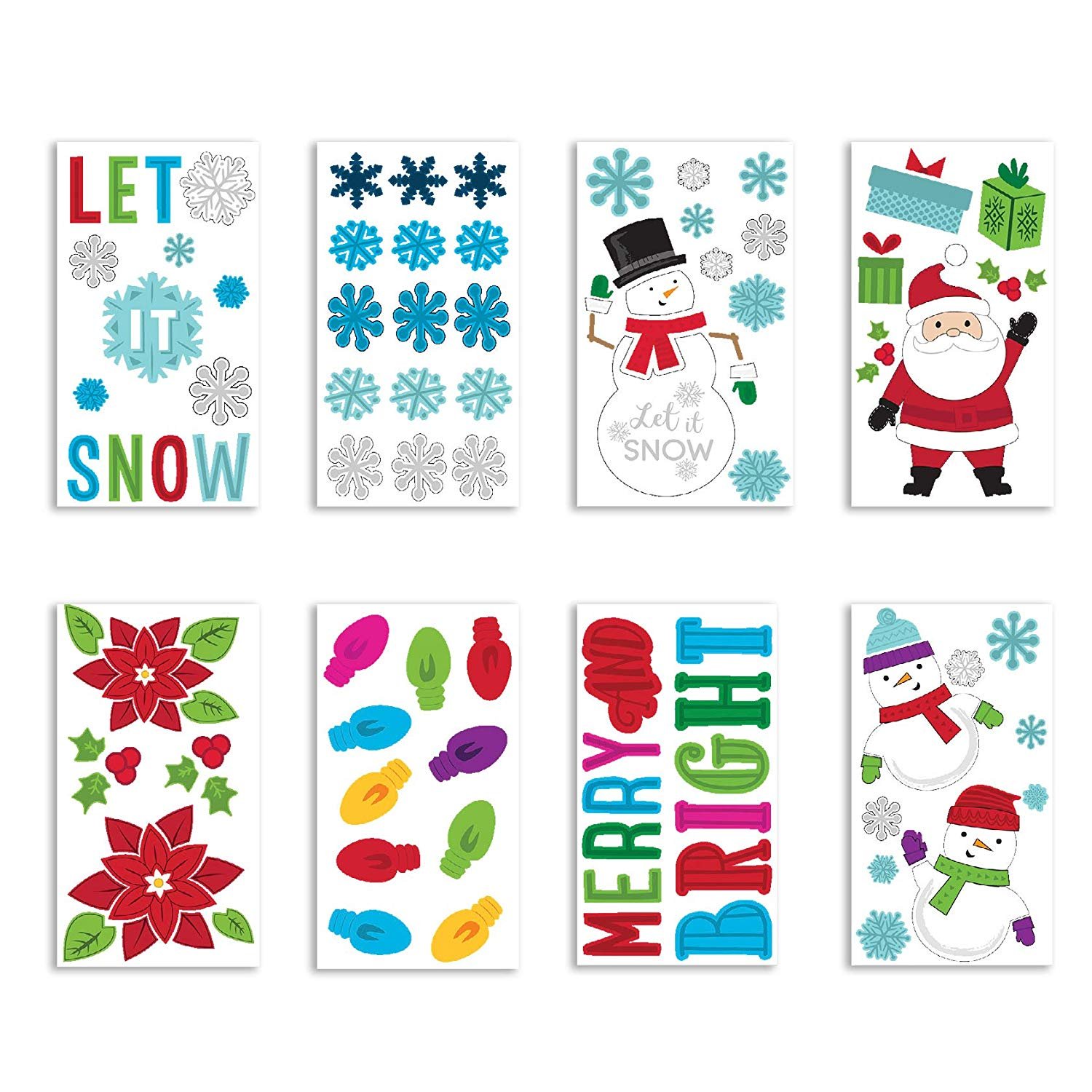 BTHERE Bundle of Christmas Xmas Decorations 5.5" x 12" Window Gel