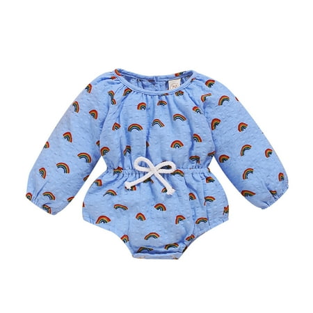 

Honeeladyy Winter Toddler Baby Girls Long Sleeve Rainbow Print Romper Bodysuit Clothes Blue Sales
