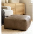 thumbnail image 2 of Java Pouf 22" Upholstered in Genuine Leather in Gray and Contrast Stitching, 2 of 7
