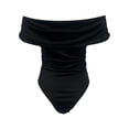 thumbnail image 4 of SRZYMJ Women's Romper Women's Off Shoulder Short Sleeve Backless Ruched Thong Bodysuit for Going Out Summer, 4 of 5