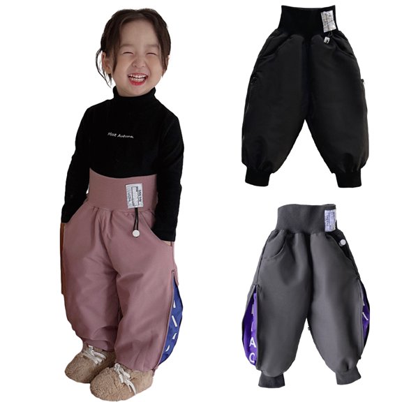 KYAIGUO Baby Kids Boys Girls Down Snow Pants 1-6Y Toddler Elastic Windproof Puffer Pants Unisex Lightweight Warm Winter Ski Trouser