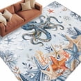 thumbnail image 2 of Oceans Marine Life Washable Living Room Rugs 5'x7', Orange Blue Octopus Starfish Corals Gradient Low Pile Throw Large Area Rugs Non-Slip Sturdy Edge Binding Carpet for Dining Room Bedside Kitchen, 2 of 9