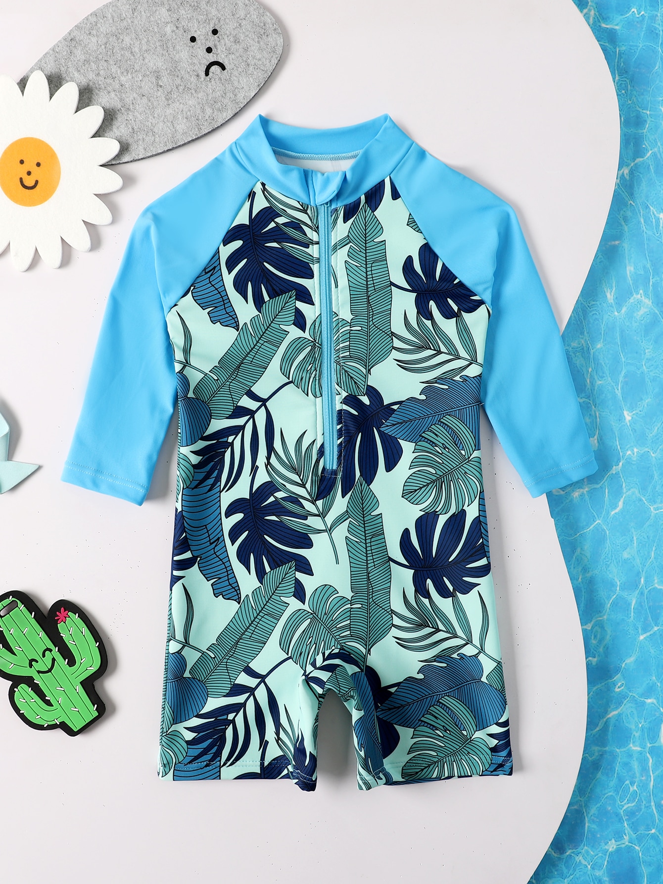 Baby Boy Tropical Print Zipper Front One Piece Swimsuit 90 Multicolor Boho F042d Walmart Com