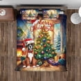thumbnail image 4 of Merry Christmas Boxer Santa Hat Xmas Tree Winter Holiday Quilt Bedding Set Boxers Dog Lover Gifts Idea 1 Blanket Bed Cover 2 Pillowcases - 01013, 4 of 5