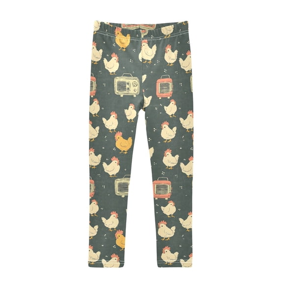 Chicken Radio Printed Leggings Yoga Pants for in 4t to 10t