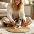 thumbnail image 5 of Round Cat Scratching Mat Natural Sisal Jute Wear-Resistant Scratch Board for Indoor Cats Furniture Protector Kitten Scratching Pad Summer Rattan Style Pad, 5 of 7