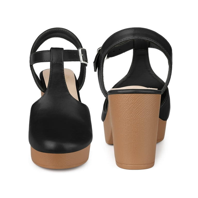 Strappy clog cheap heels