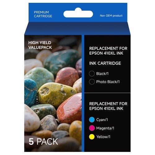 410XL Ink Cartridge for Epson 410 410 XL Ink for Epson Expression Premium XP-530, XP-630, XP-640, XP-7100, XP-830 (5 Pack) compatible