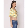 thumbnail image 2 of DressBerry Women's Printed Crop Top Blouse Balloon Sleeves Broad V Neck Casual Summer High Rise Short Slip Ontop, 2 of 7