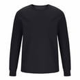 thumbnail image 3 of USNSM Men's T-Shirt Loose Fit Solid Color Casual Pullover Shirt Round Neck Long Sleeve Tees Tops Black S, 3 of 5