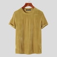 thumbnail image 3 of INCERUN Men's Summer Casual Short Sleeve Pleuche Crew Neck Tee Tops T-shirts, 3 of 6