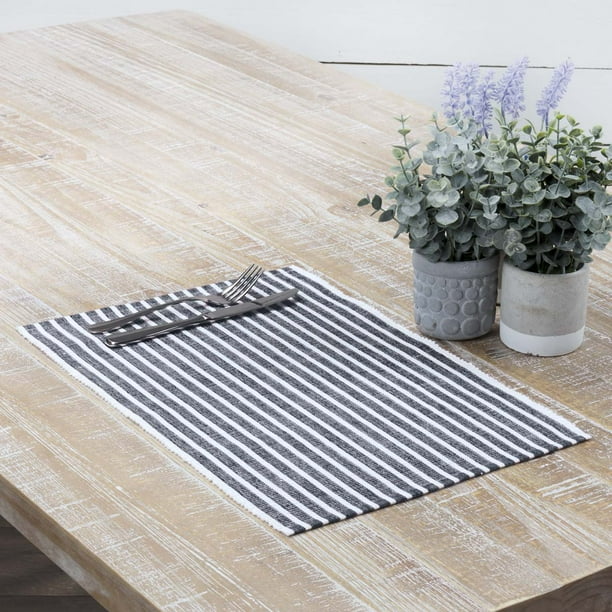 Navy Blue Farmhouse Tabletop Kitchen Destiny Cotton Striped Rectangle