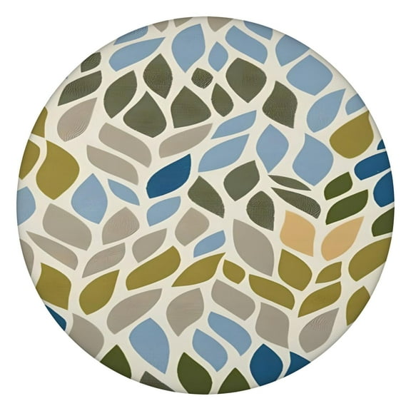 Round Tablecloth Bohemian Style Tribal Patterns, Elastic Fitted Vinyl Table Cover, Waterproof, Backed, Indoor Outdoor Use