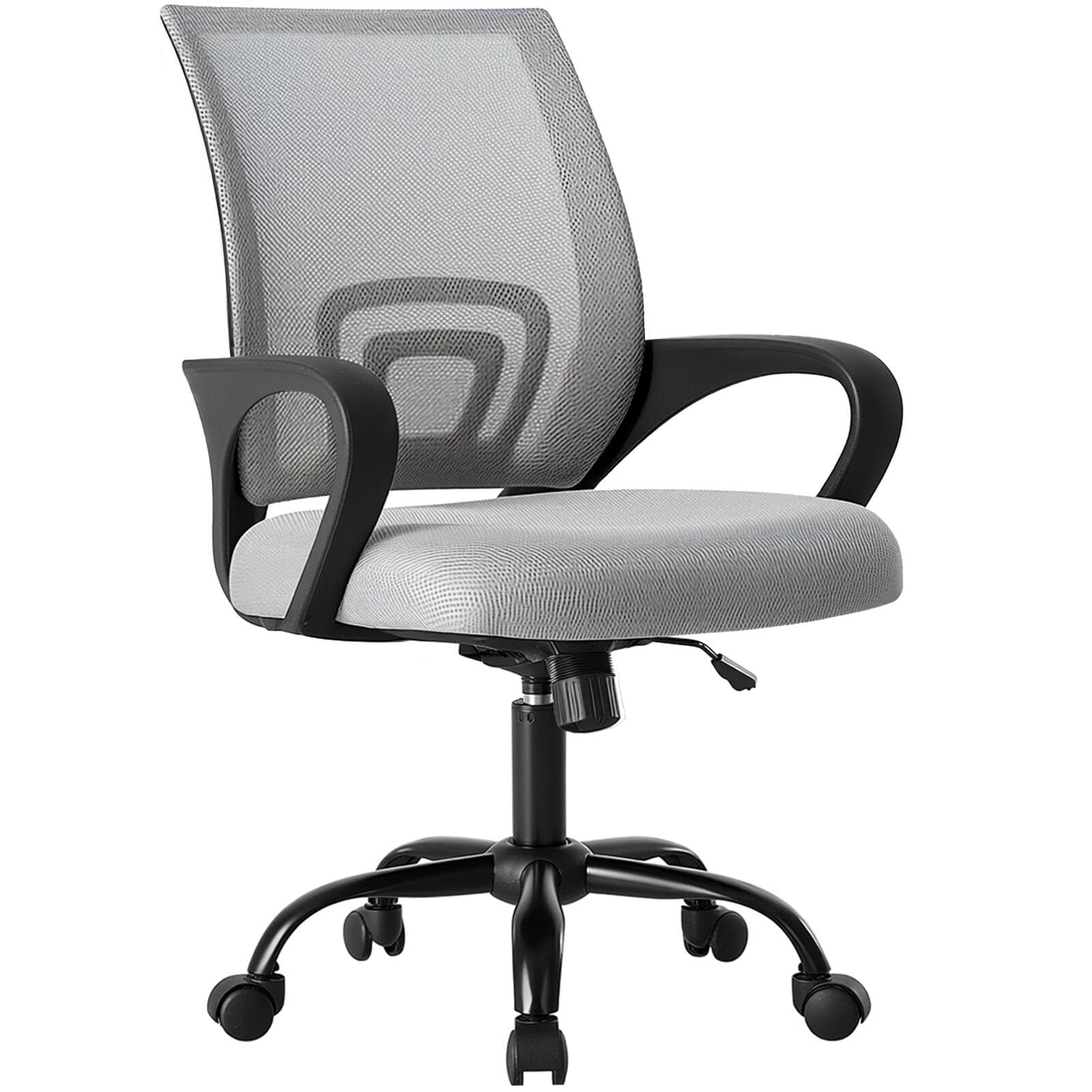 Kelno Mid-Back Mesh Office Chair 250lb Capacity Ergonomic Desk Chair with Lumbar Support Adjustable Height Rocking Task Chair, Gray