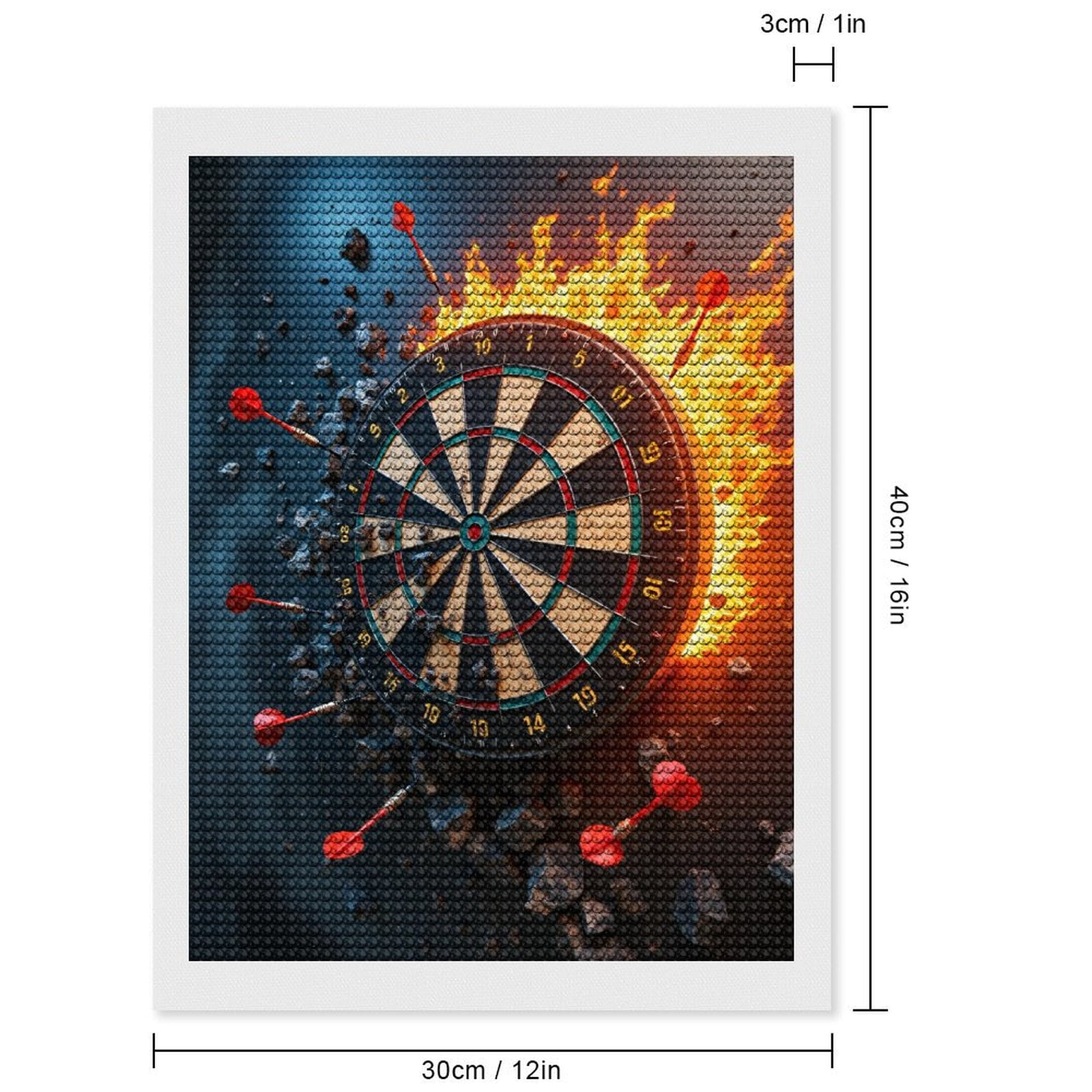 Diamond Art Kits for Adults, Dartboard Flames Impact Rocks Arrows 5D Diamond Painting Kits for Adults Beginners, DIY Full Drill Diamond Painting, Gem Art and Crafts 12x16