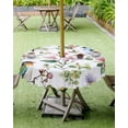 thumbnail image 4 of Fsddascl Spring Bird Floral Outdoor Tablecloth - 60 Inch Round Dining Table Cover, Summer Birds Flowers Watercolor Waterproof Outdoor Table Cloth with Umbrella Hole & Zipper for Picnic/Patio/Party, 4 of 7