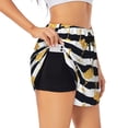 thumbnail image 1 of Balery Gold Flamingo Pantalones cortos deportivos para mujer con forro y dos bolsillos, elásticos, para entrenamiento, gimnasio, yoga-Large, 1 of 7