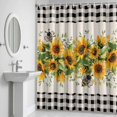 thumbnail image 5 of Sunflower Bee Shower Curtain for Bathroom Decor, Farmhouse Floral Waterproof Fabric Shower Curtain, 36"x72" Set with 12 Hooks, 5 of 9