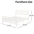 thumbnail image 4 of King Size Metal Platform Bed Frame with Victorian Wrought Iron Design, Headboard and Footboard, Under Bed Storage, No Box Spring Required, Noise-Free, White, 4 of 5