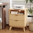 thumbnail image 4 of Modern Fluted Night Stand, Nightstand with USB Charging Station, Two Drawer Filing Cabinet with Shelf, Bedside End Table for Living Room Bedroom Home Office Study Apartment Dorm, 4 of 8
