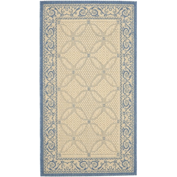Safavieh Courtyard Gaus Oriental Indoor/Outdoor Area Rug, Natural/Blue, 2' x 3'7"